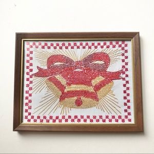 Framed Embroidered Christmas Bells